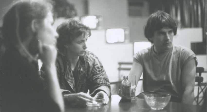The founders of Instants Video : on the left is Anne Van den Steen, at the center Chantal Maire, right Marc Mercier, 1988