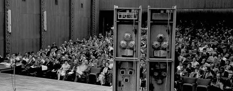 Karlheinz Stockhausen, Premier of GESANG DER JÜNGLINGE, 30 May 1956, WDR Cologne. © karlheinzstockhausen.org