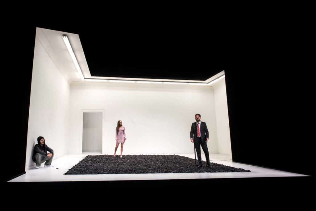 Ayad Akhtar, «Disgraced», regia di Martin Kušej, 2017. Teatro Carignano di Torino. Elia Tapognani, Anna Della Rosa, Paolo Pierobon.