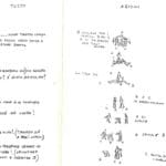 Giorgio Barberio Corsetti. Descrizione di una battaglia. 1988. Storyboad second scene. Drawings by Giorgio Barberio Corsetti. Published in G. B. Corsetti, R. Molinari (ed.), 'L'attore mentale', Ubulibri, Milan, 1992.